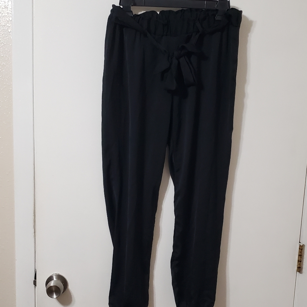 (2) Motherhood Maternity Black Satin Genie Pants Size Small